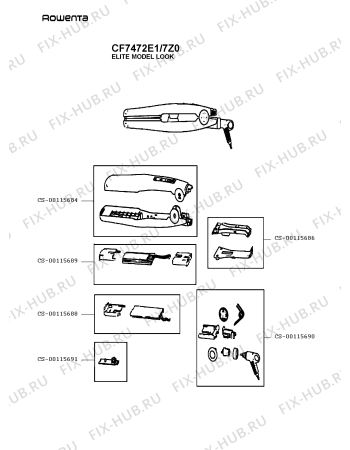 Схема №1 CF7472E0/7Z0 с изображением Нагревательный элемент для электрофена Rowenta CS-00115689