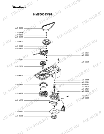 Схема №3 HM700013/96 с изображением Элемент корпуса для кухонного комбайна Moulinex AS-A988