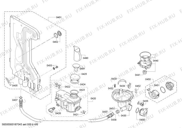 Взрыв-схема посудомоечной машины Siemens SN55L202EU - Схема узла 04