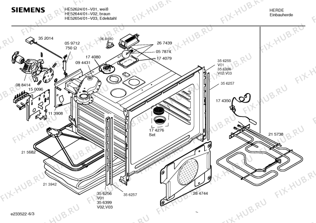 Взрыв-схема плиты (духовки) Siemens HE52654 - Схема узла 03