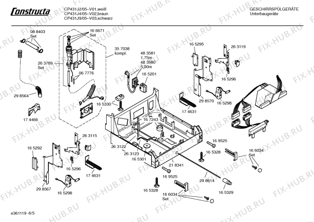Взрыв-схема посудомоечной машины Constructa CP431J9 - Схема узла 05