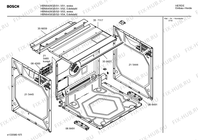 Взрыв-схема плиты (духовки) Bosch HBN6450GB - Схема узла 05