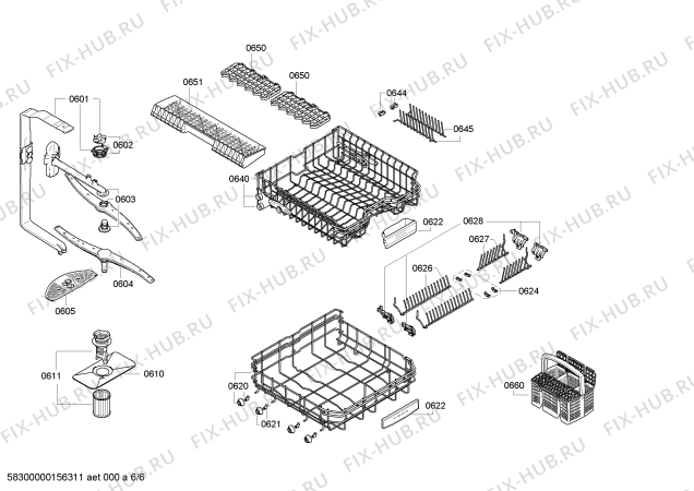 Взрыв-схема посудомоечной машины Bosch SMS54M02EU - Схема узла 06