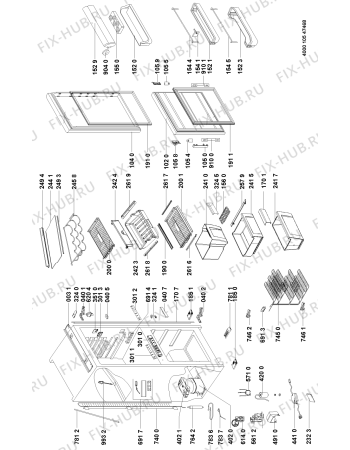 Схема №1 KD60178BUU/A03 с изображением Вноска для холодильной камеры Whirlpool 481010433392