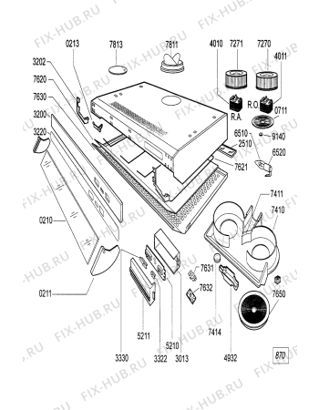 Схема №1 AKG 849 F1 AV с изображением Тумблер для электровытяжки Whirlpool 481927618233