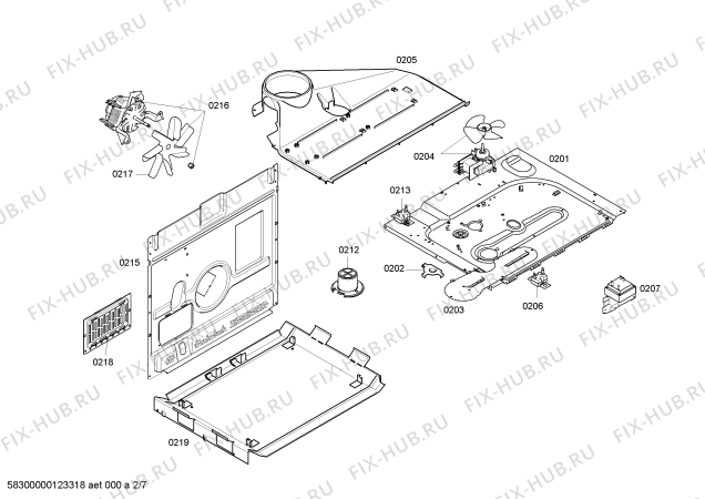 Взрыв-схема плиты (духовки) Bosch HLN443050V - Схема узла 02