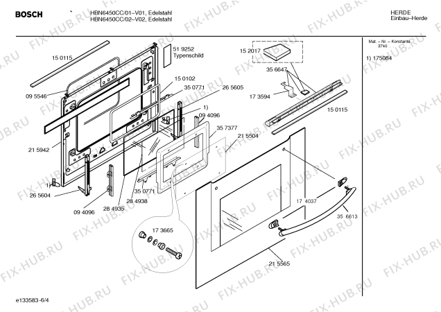 Схема №6 HBN6450CC с изображением Инструкция по эксплуатации для духового шкафа Bosch 00526861
