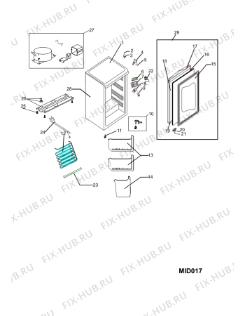 Схема №1 CTZ55P (F088095) с изображением Уплотнитель (прокладка) для холодильной камеры Indesit C00376363