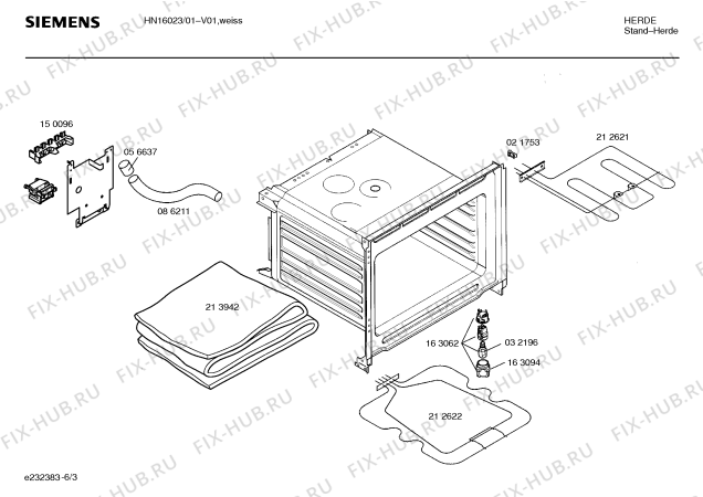 Взрыв-схема плиты (духовки) Siemens HN16023 - Схема узла 03