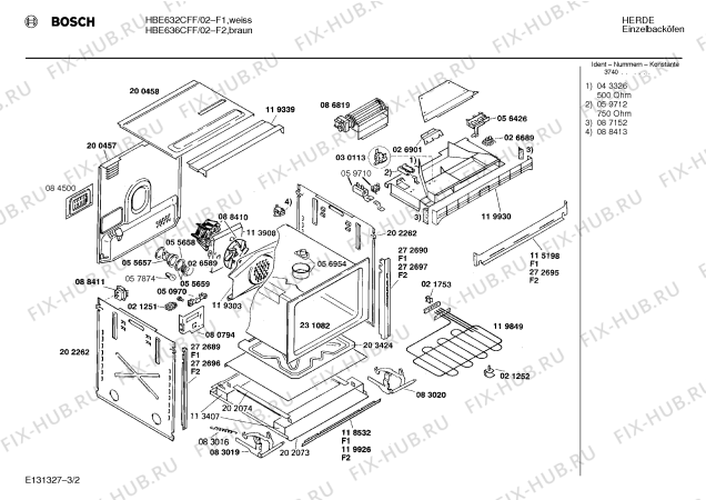 Схема №3 HBE636CFF с изображением Планка для духового шкафа Bosch 00272696