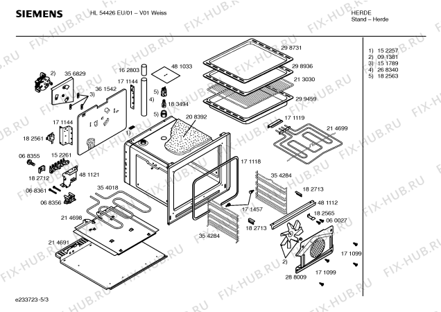 Схема №5 HL54426EU с изображением Инструкция по эксплуатации для духового шкафа Siemens 00528675