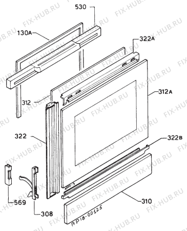 Взрыв-схема плиты (духовки) Zanussi Z6060VX - Схема узла Door 003