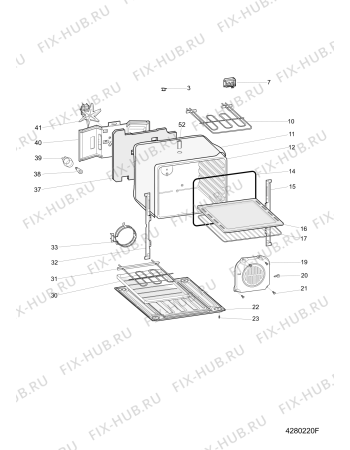 Взрыв-схема плиты (духовки) Indesit I6TMH2AFXIL (F085227) - Схема узла