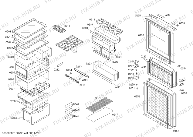 Схема №3 KK25F1830W с изображением Выдвижной ящик для холодильной камеры Siemens 11003134