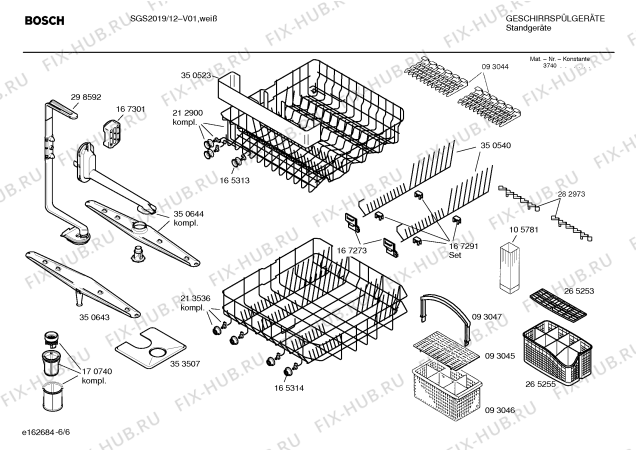 Взрыв-схема посудомоечной машины Bosch SGS2019 Tophit - Схема узла 06