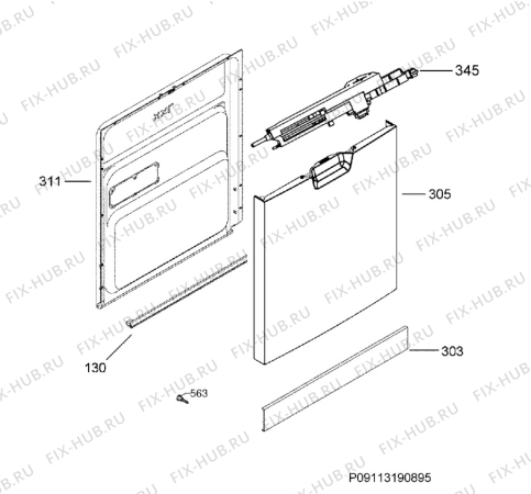 Взрыв-схема посудомоечной машины Husqvarna Electrolux QB6462X - Схема узла Door 003