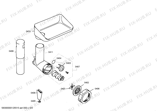 Взрыв-схема кухонного комбайна Bosch MUM4630 electronic - Схема узла 04