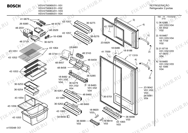 Схема №3 KSV475006N с изображением Дюбель для холодильника Bosch 00490635