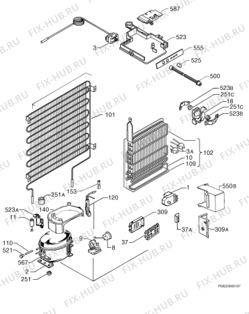 Взрыв-схема холодильника Electrolux EU1030T - Схема узла Cooling system 017