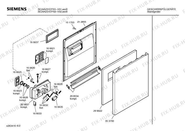 Схема №6 SE24A231EP с изображением Панель управления для посудомоечной машины Siemens 00433718