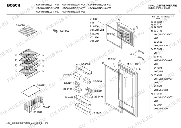 Схема №3 KS44V601NE с изображением Инструкция по эксплуатации для холодильника Bosch 00585894