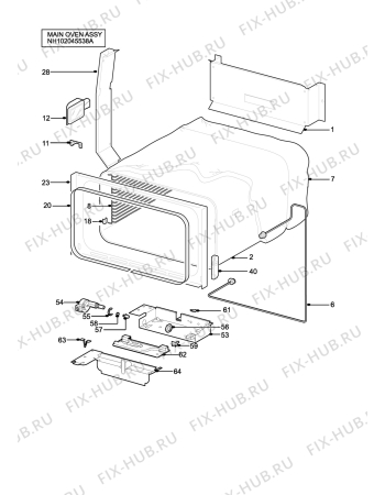 Взрыв-схема плиты (духовки) Electrolux EOG7330WL - Схема узла H10 Main Oven Cavity (large)