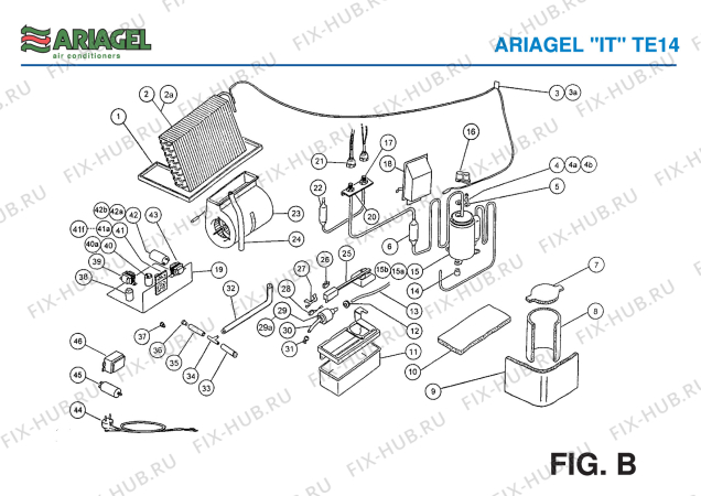 Взрыв-схема кондиционера Ariagel TE 14 - Схема узла 3