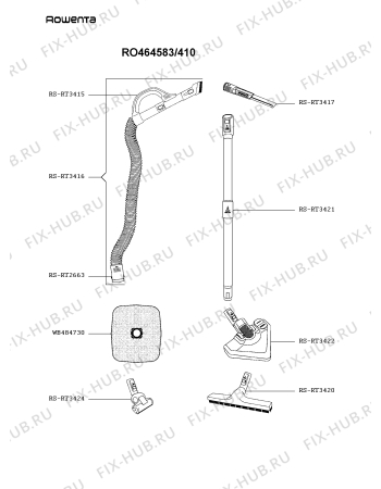 Взрыв-схема пылесоса Rowenta RO464583/410 - Схема узла 3P004075.5P2