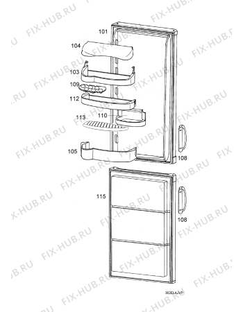 Взрыв-схема холодильника Rosenlew RJP394 - Схема узла Door 003