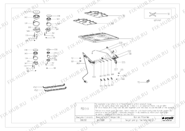 Взрыв-схема плиты (духовки) Beko CSE 52010 GW (7786986203) - TUNA GAS OVEN BURNER GR.