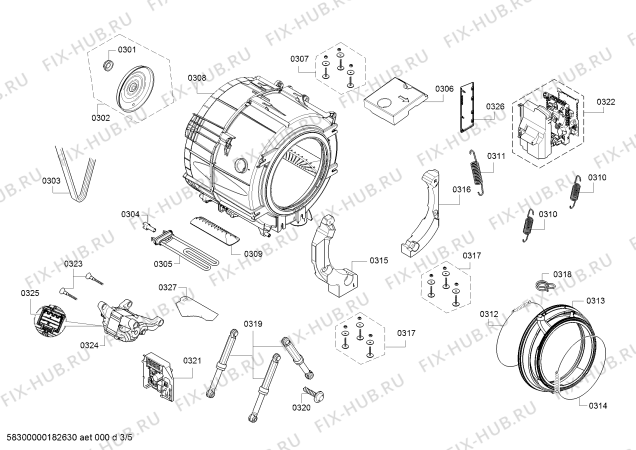Схема №5 WAT2448STR с изображением Панель управления для стиралки Bosch 11023363