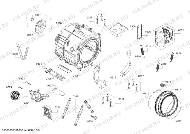 Взрыв-схема стиральной машины Bosch WAT2848XTR - Схема узла 03