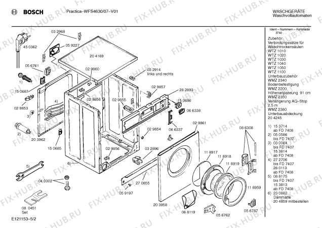 Схема №5 WFS4630 с изображением Вкладыш в панель для стиральной машины Bosch 00095354