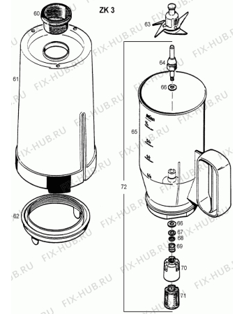 Взрыв-схема кухонного комбайна BRAUN ZK1-9 - Схема узла 2