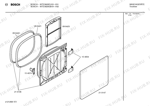 Взрыв-схема сушильной машины Bosch WTE5820EU WTE5820 - Схема узла 03