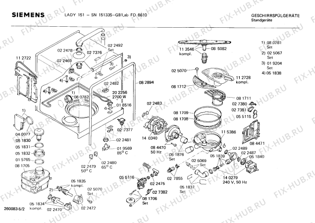 Взрыв-схема посудомоечной машины Siemens SN151335 - Схема узла 02